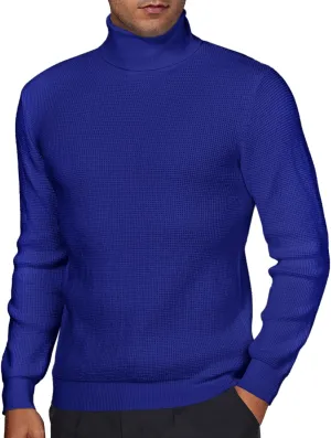 DEMEANOR Men's Turtleneck Pullover Sweaters for Men Waffle Knit Long Sleeve Thermal Turtle Neck Warm Sweaters for Men
