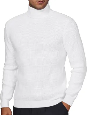 DEMEANOR Men's Turtleneck Pullover Sweaters for Men Waffle Knit Long Sleeve Thermal Turtle Neck Warm Sweaters for Men