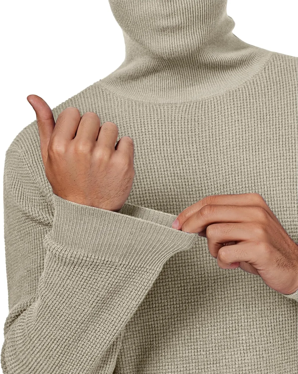 DEMEANOR Men's Turtleneck Pullover Sweaters for Men Waffle Knit Long Sleeve Thermal Turtle Neck Warm Sweaters for Men