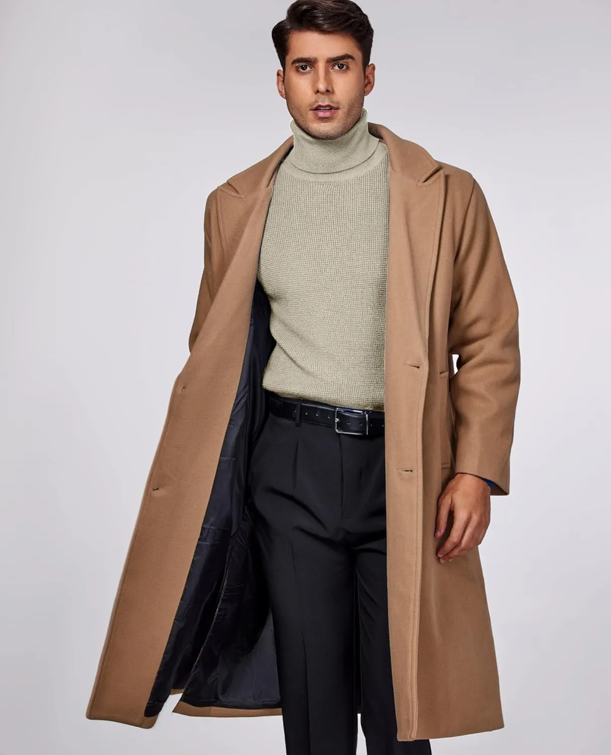 DEMEANOR Men's Turtleneck Pullover Sweaters for Men Waffle Knit Long Sleeve Thermal Turtle Neck Warm Sweaters for Men