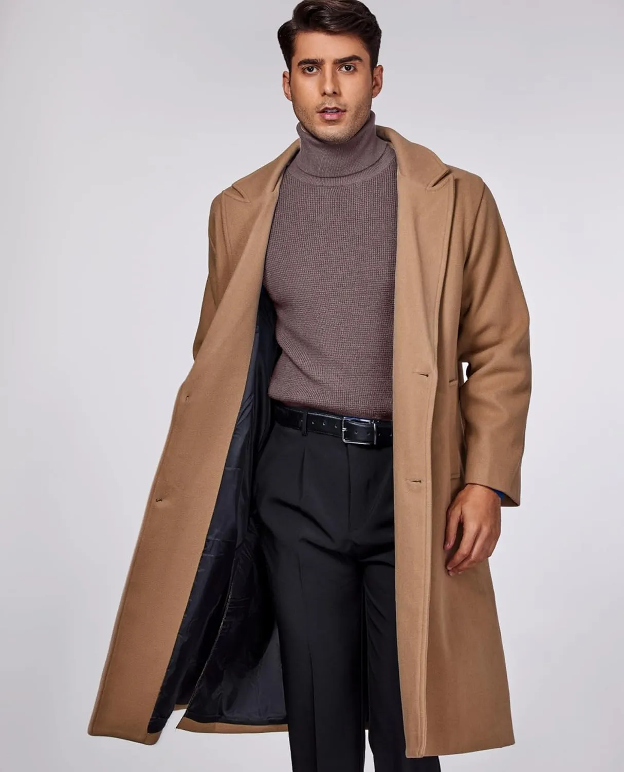 DEMEANOR Men's Turtleneck Pullover Sweaters for Men Waffle Knit Long Sleeve Thermal Turtle Neck Warm Sweaters for Men