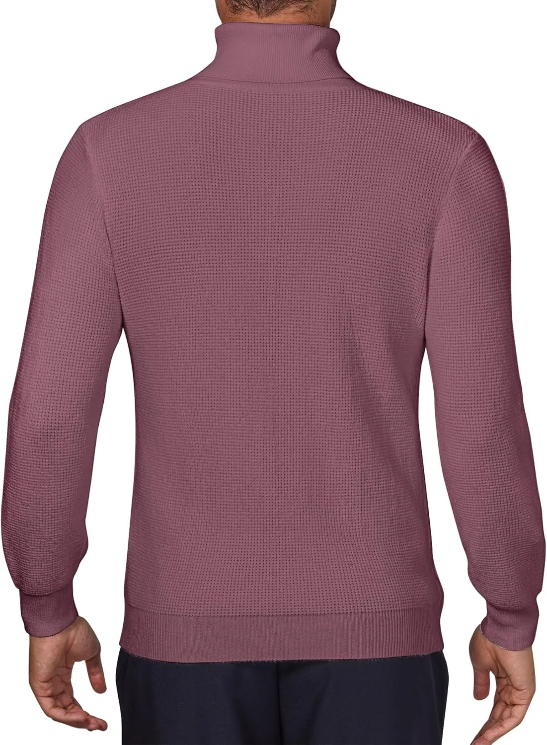 DEMEANOR Men's Turtleneck Pullover Sweaters for Men Waffle Knit Long Sleeve Thermal Turtle Neck Warm Sweaters for Men