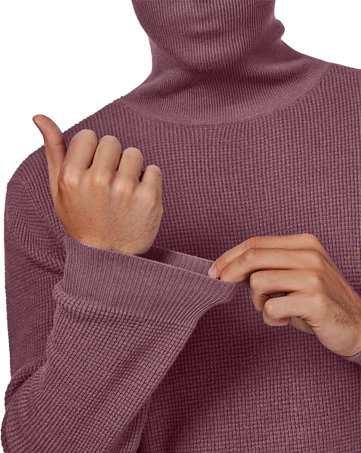 DEMEANOR Men's Turtleneck Pullover Sweaters for Men Waffle Knit Long Sleeve Thermal Turtle Neck Warm Sweaters for Men