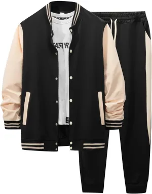 Deportivos para New Men's Baseball Wear Casual Cardigan Coat Matching Color Sports Pants Suit Sweat Pants Sweat