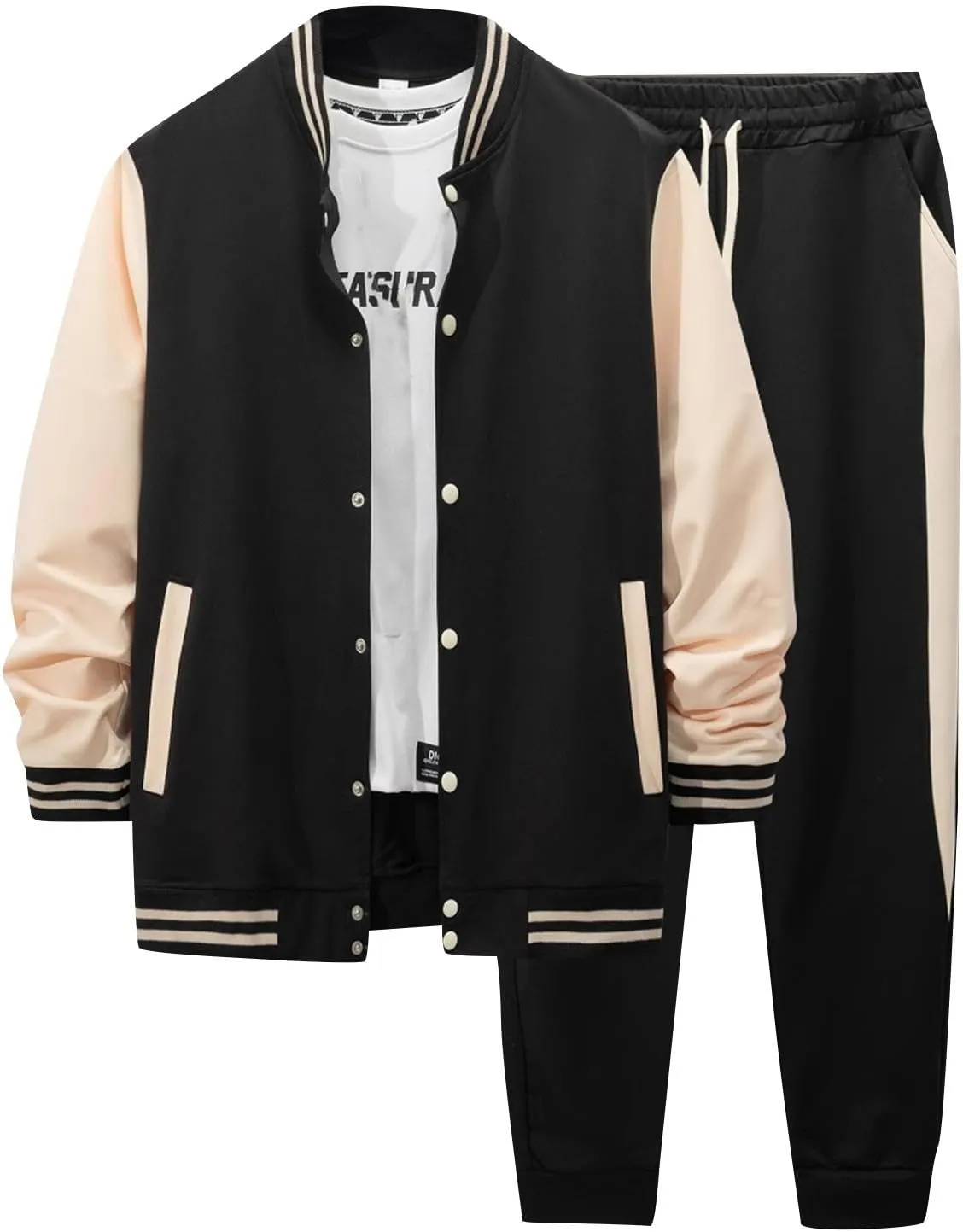 Deportivos para New Men's Baseball Wear Casual Cardigan Coat Matching Color Sports Pants Suit Sweat Pants Sweat