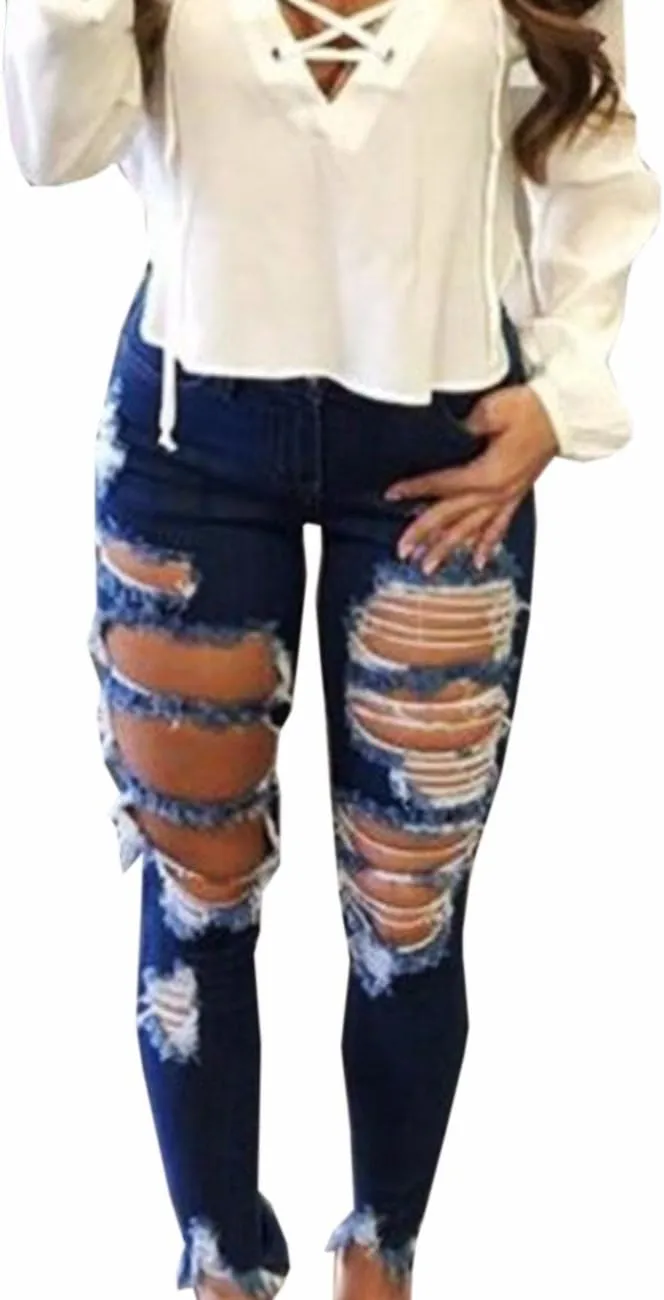 ECDAHICC Women's Fashion Luscious Curvy Bling Skinny Jeans High Waist Embroidered Rivet Pearl Denim Pencil Pants