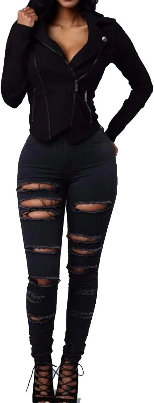 ECDAHICC Women's Fashion Luscious Curvy Bling Skinny Jeans High Waist Embroidered Rivet Pearl Denim Pencil Pants