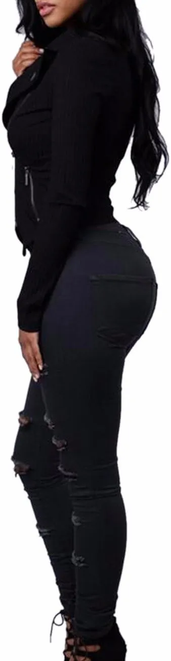 ECDAHICC Women's Fashion Luscious Curvy Bling Skinny Jeans High Waist Embroidered Rivet Pearl Denim Pencil Pants