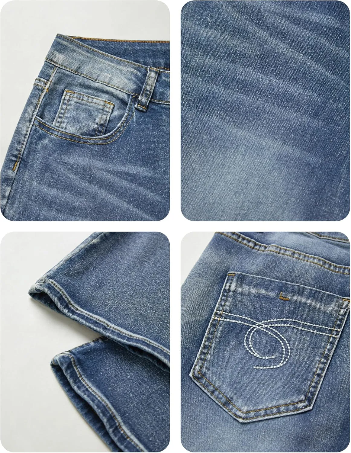 EMMIOL Women's Mid-High Rise Flared Bell Bottom Stretch Jeans Boyfriends Jeans Y2K 90s Denim Pants