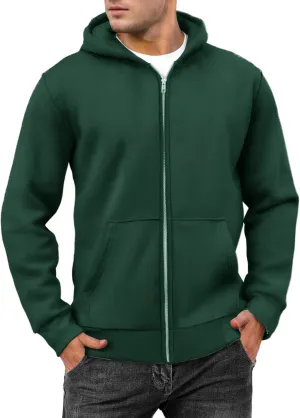 evzosrz Mens Full Zip Hoodies Fleece Lined Baggy Hooded Sweatshirts Casual Athletic Long Sleeve Pullover Hoodie with Pockets