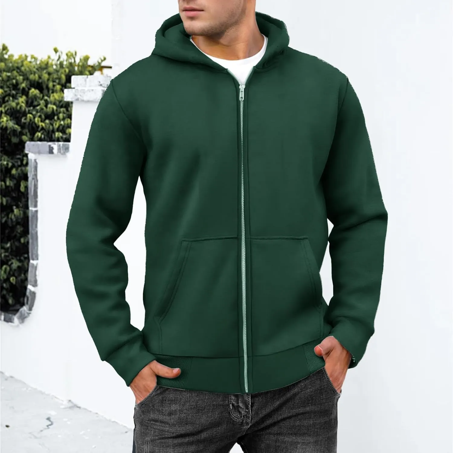 evzosrz Mens Full Zip Hoodies Fleece Lined Baggy Hooded Sweatshirts Casual Athletic Long Sleeve Pullover Hoodie with Pockets