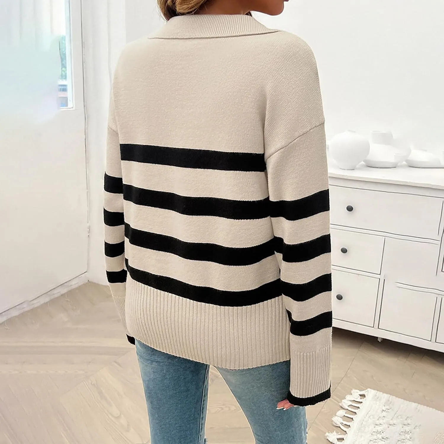 Fall Outfits for Women 2024 Fitting Casual Long Sleeved Half High Neck Half Zipper Solid Navy Bluee Cardigan for