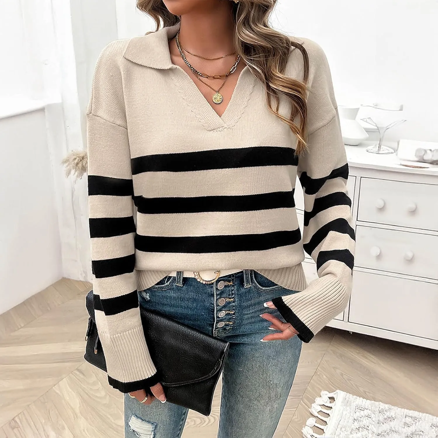 Fall Outfits for Women 2024 Fitting Casual Long Sleeved Half High Neck Half Zipper Solid Navy Bluee Cardigan for
