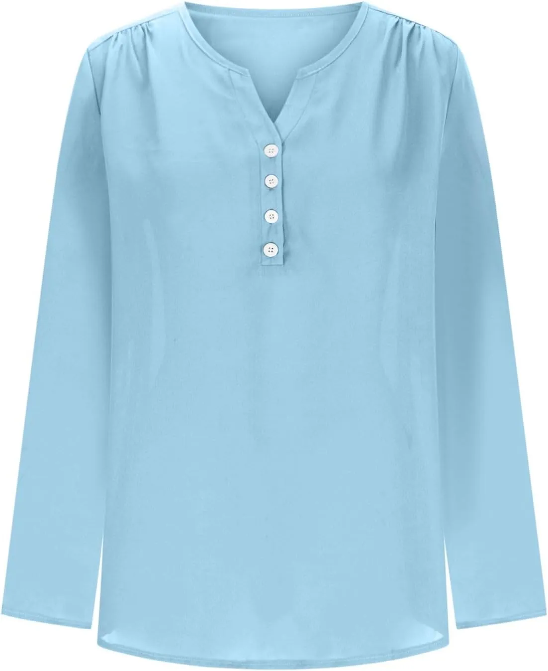 Fall Tops for Women 2024 Rolled Up Long Sleeve V Neck Button Down T Shirts Business Casual Work Chiffon Tunic Blouse