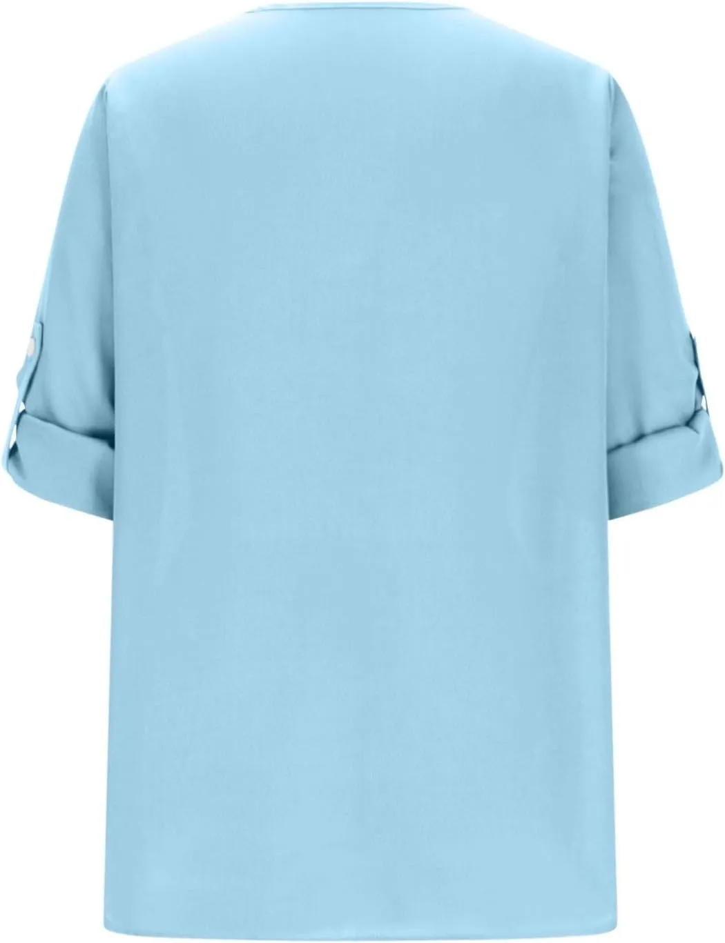 Fall Tops for Women 2024 Rolled Up Long Sleeve V Neck Button Down T Shirts Business Casual Work Chiffon Tunic Blouse