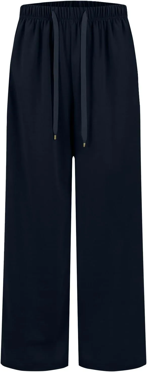 fanmpghleoo Wide Leg Sweatpants Women Baggy Drawstring High Waisted Joggers with Pockets Lightweight Casual Comfy Sweat Pants