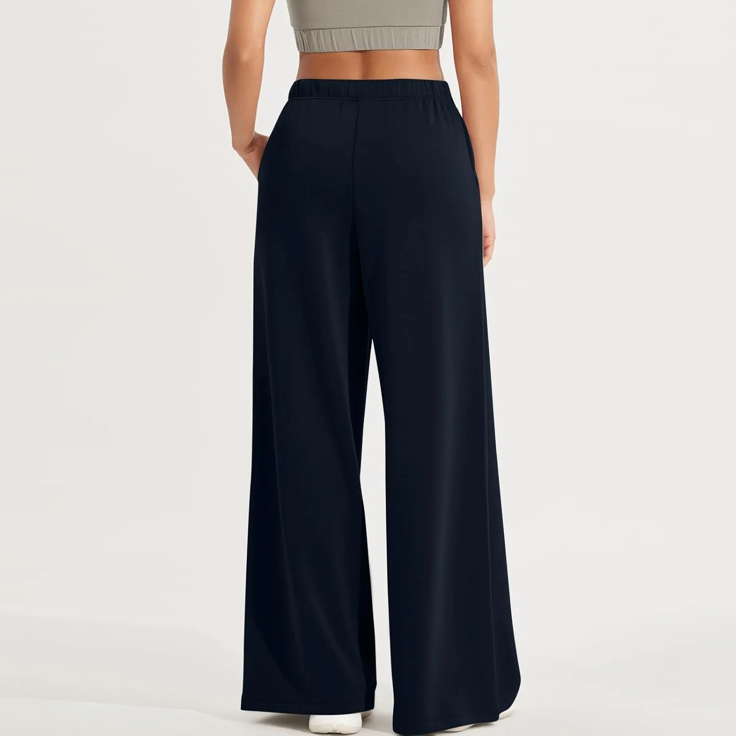 fanmpghleoo Wide Leg Sweatpants Women Baggy Drawstring High Waisted Joggers with Pockets Lightweight Casual Comfy Sweat Pants