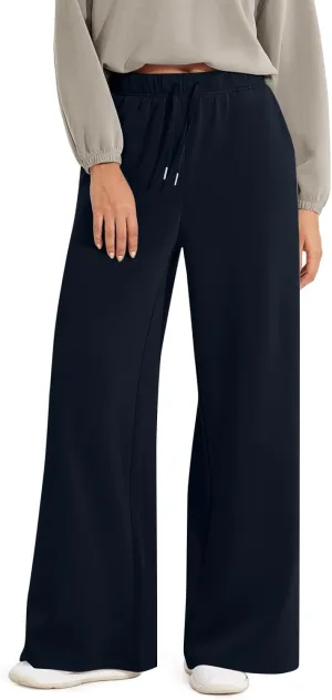 fanmpghleoo Wide Leg Sweatpants Women Baggy Drawstring High Waisted Joggers with Pockets Lightweight Casual Comfy Sweat Pants