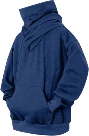 Fashion Fleece Hoodies for Men Cowl Neck Sweatshirts Pullover Fall Winter Loose Fit Hooded Tops for Men