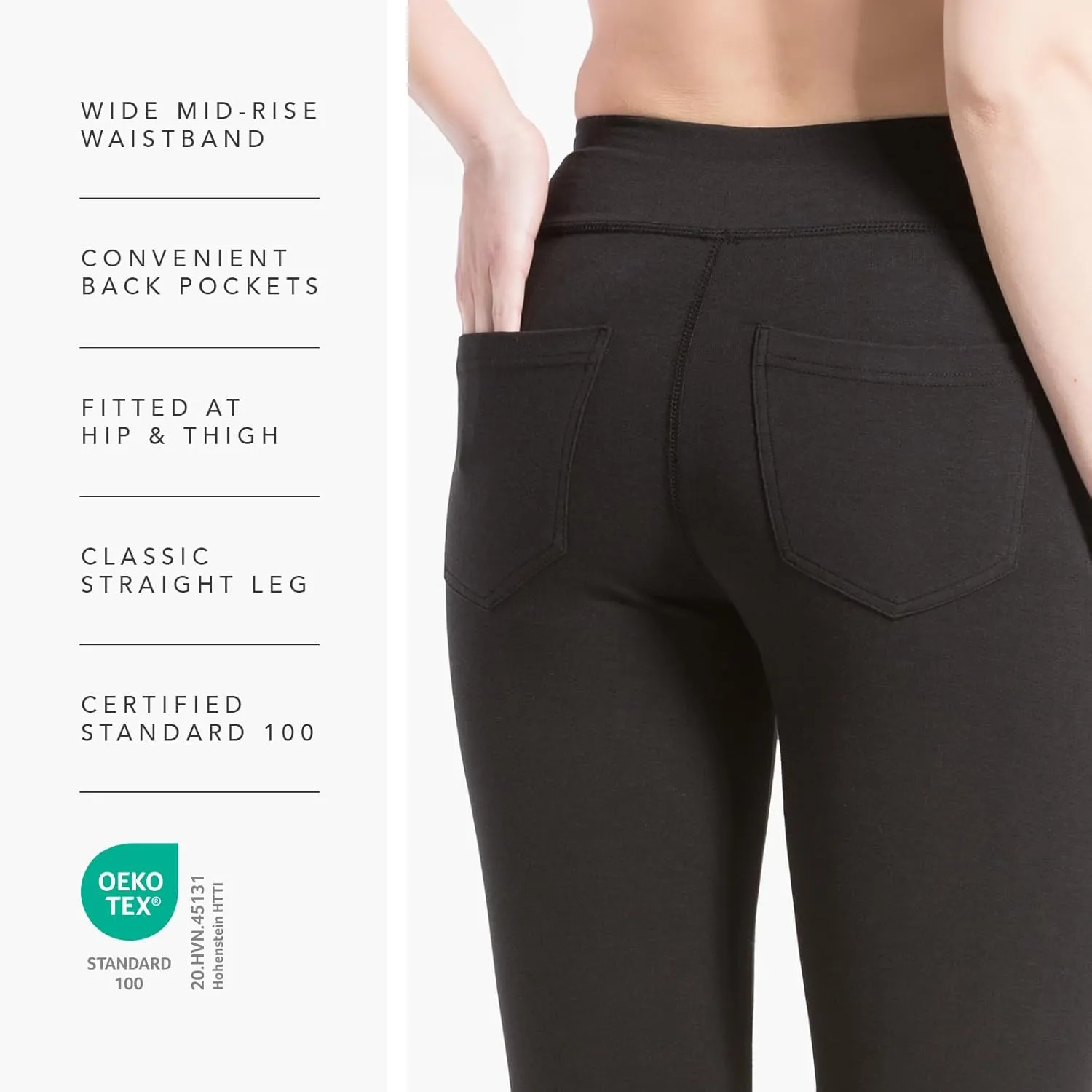 Fishers Finery Women's Ecofabric Straight Leg Yoga Pant with Back Pockets