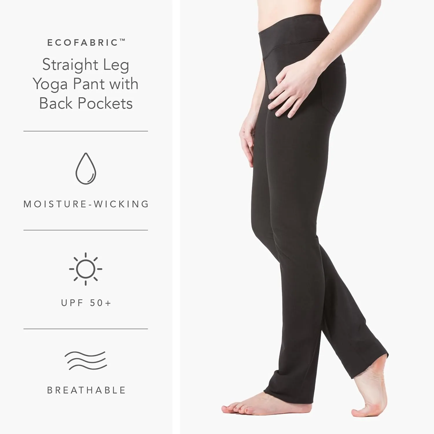 Fishers Finery Women's Ecofabric Straight Leg Yoga Pant with Back Pockets