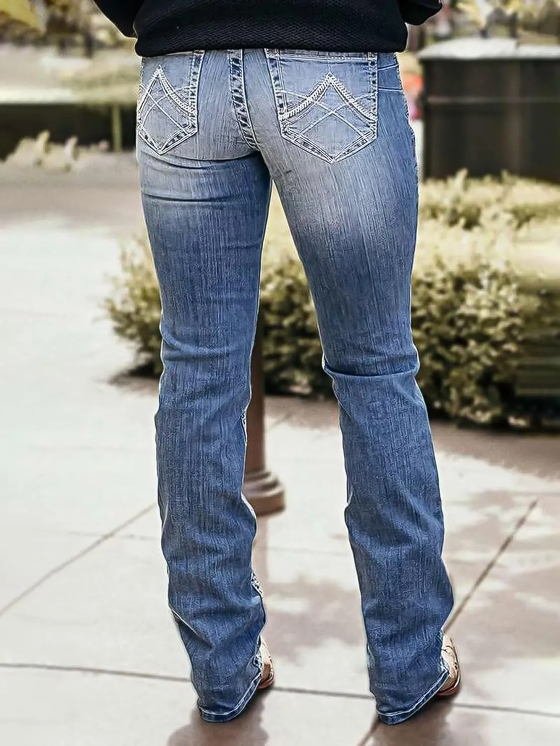 Flamingals Boot Cut Jeans for Women Trendy High Waist Tummy Control Jean Flare Jeans Straight Denim Pants