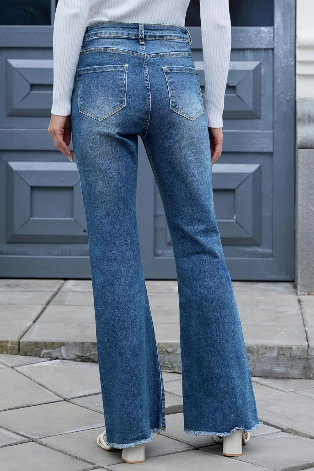 Flare Bell Bottom Jeans for Women High Waisted Wide Leg Bootcut Jeans Stretchy Denim Pants