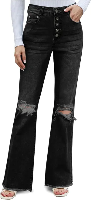 Flare Bell Bottom Jeans for Women High Waisted Wide Leg Bootcut Jeans Stretchy Denim Pants