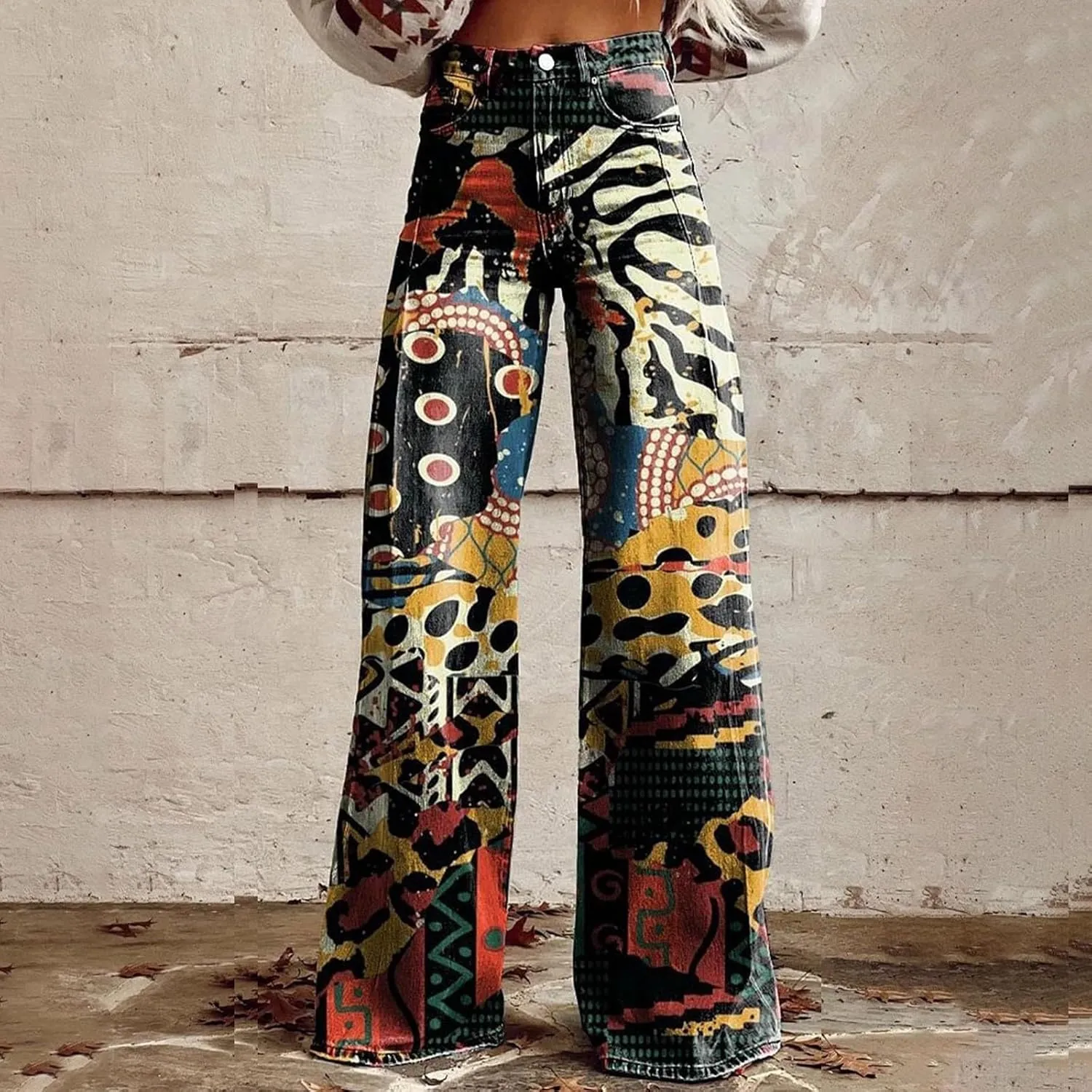 Flare Jeans for Women 2025 Summer Wide Leg Casual Jeans Vintage High Waisted Straight Stretch Pants with Pockets