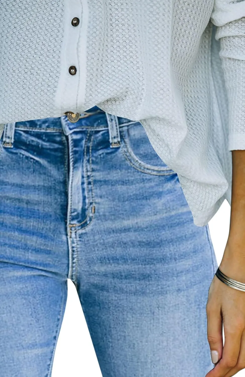 Flare Jeans for Women Cropped Stretchy Mid Rise Bell Bottom Jeans Womens Crop Flare Jeans with Raw Hem