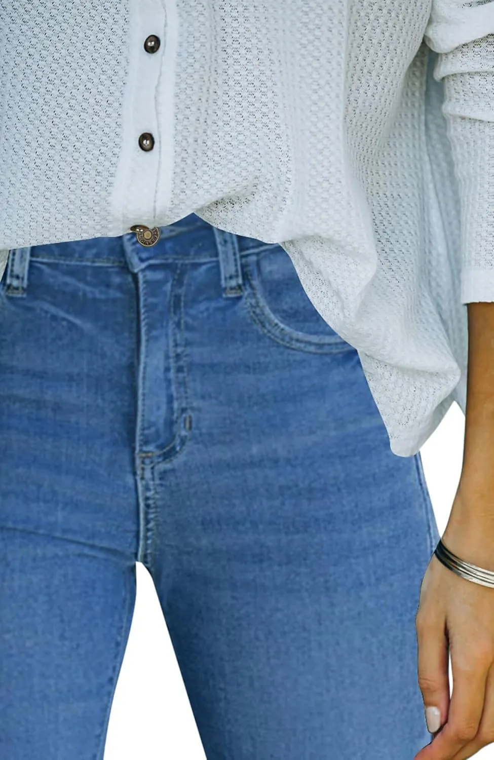 Flare Jeans for Women Cropped Stretchy Mid Rise Bell Bottom Jeans Womens Crop Flare Jeans with Raw Hem