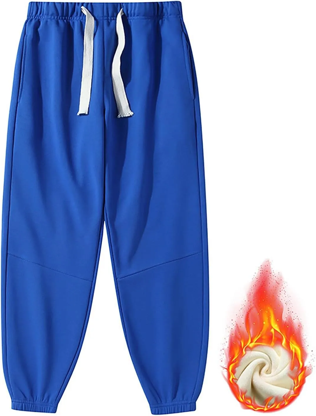 Fleece Lined Sweatpants Sherpa Cargo Pants Thermal High Waisted Joggers Cinch Bottom Drawstring Trousers with Pockets
