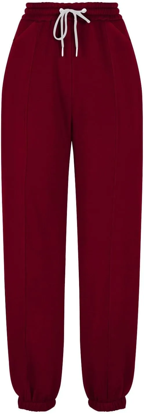 Fleece Lined Sweatpants Women Joggers with Pockets Loose High Waisted Sweat Pants Athletic Workout Track Pants