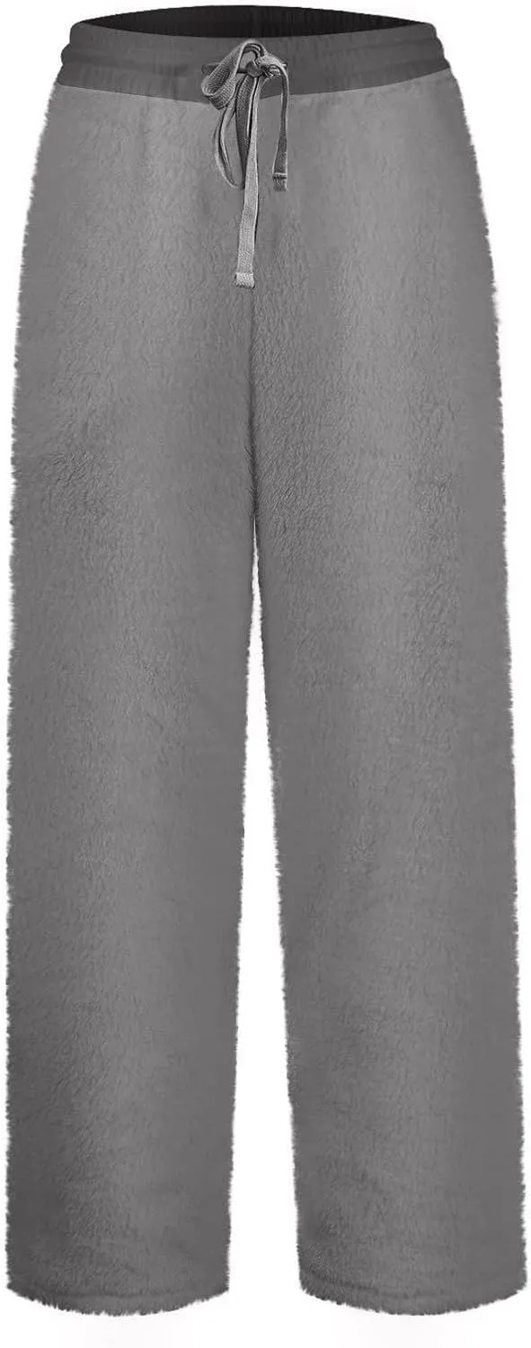 Fleece Lined Sweatpants Women Wide Leg Sweatpants Baggy Fleece Joggers Loose High Waisted Workout Lounge Pants