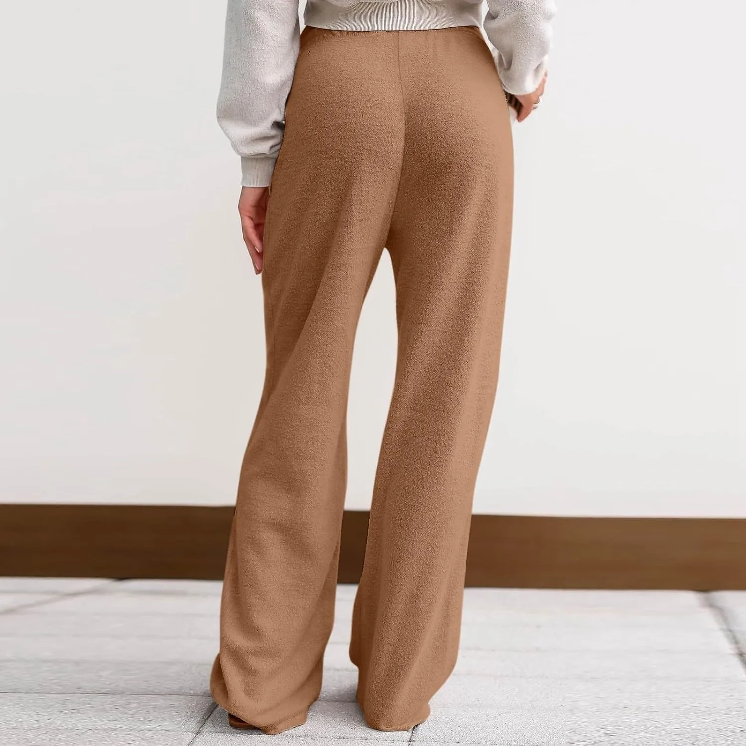 Fleece Lined Sweatpants Women Wide Leg Sweatpants Baggy Fleece Joggers Loose High Waisted Workout Lounge Pants