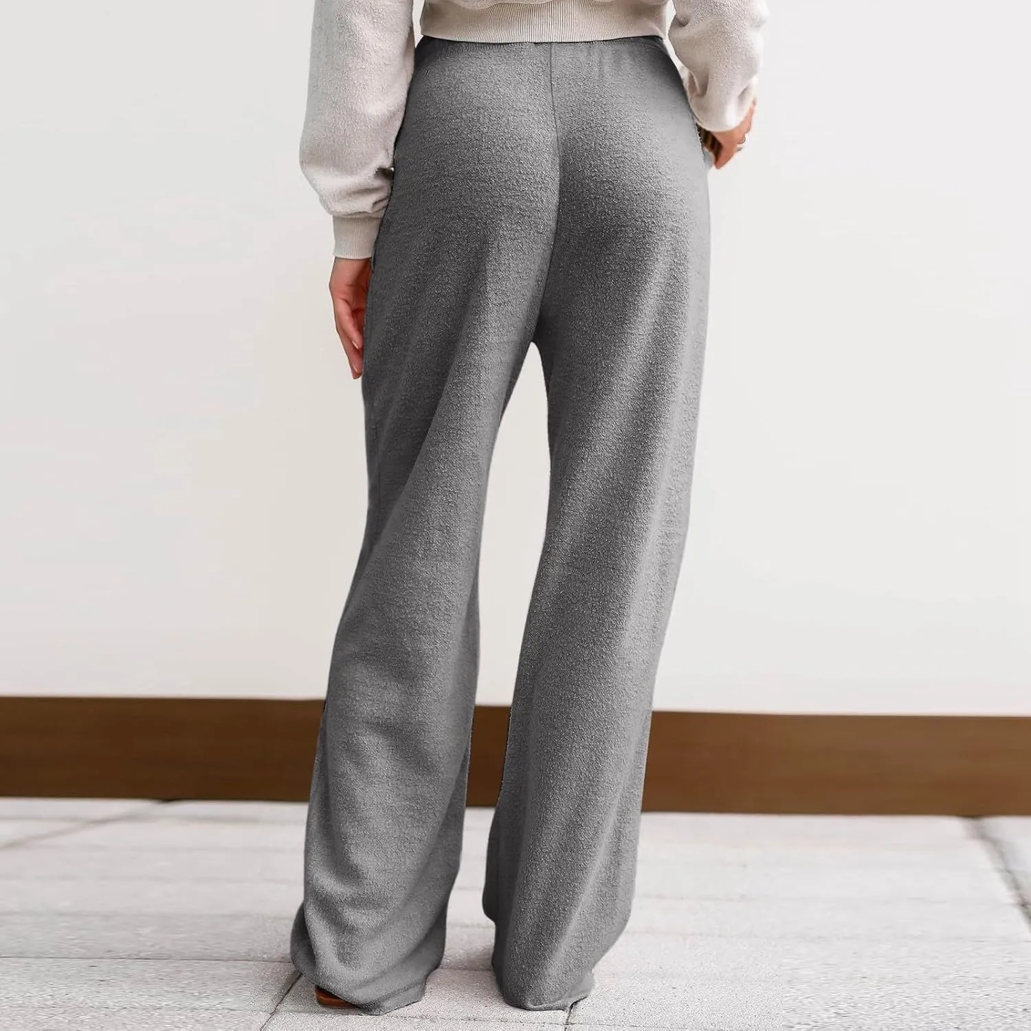 Fleece Lined Sweatpants Women Wide Leg Sweatpants Baggy Fleece Joggers Loose High Waisted Workout Lounge Pants