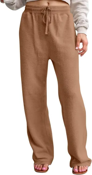 Fleece Lined Sweatpants Women Wide Leg Sweatpants Baggy Fleece Joggers Loose High Waisted Workout Lounge Pants