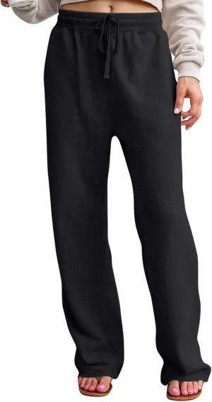 Fleece Lined Sweatpants Women Wide Leg Sweatpants Baggy Fleece Joggers Loose High Waisted Workout Lounge Pants