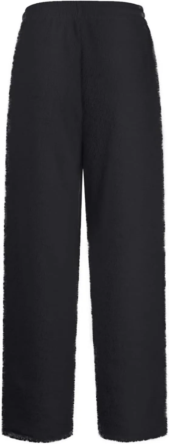 Fleece Lined Sweatpants Women Wide Leg Sweatpants Baggy Fleece Joggers Loose High Waisted Workout Lounge Pants