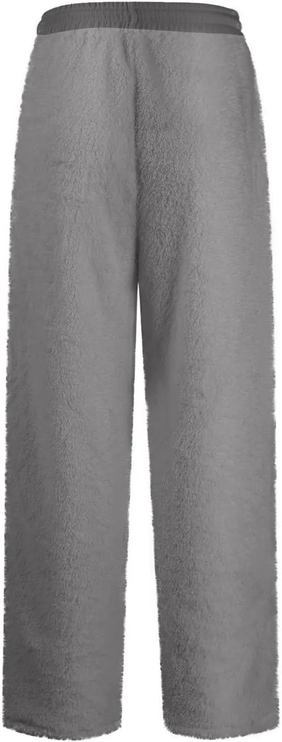 Fleece Lined Sweatpants Women Wide Leg Sweatpants Baggy Fleece Joggers Loose High Waisted Workout Lounge Pants
