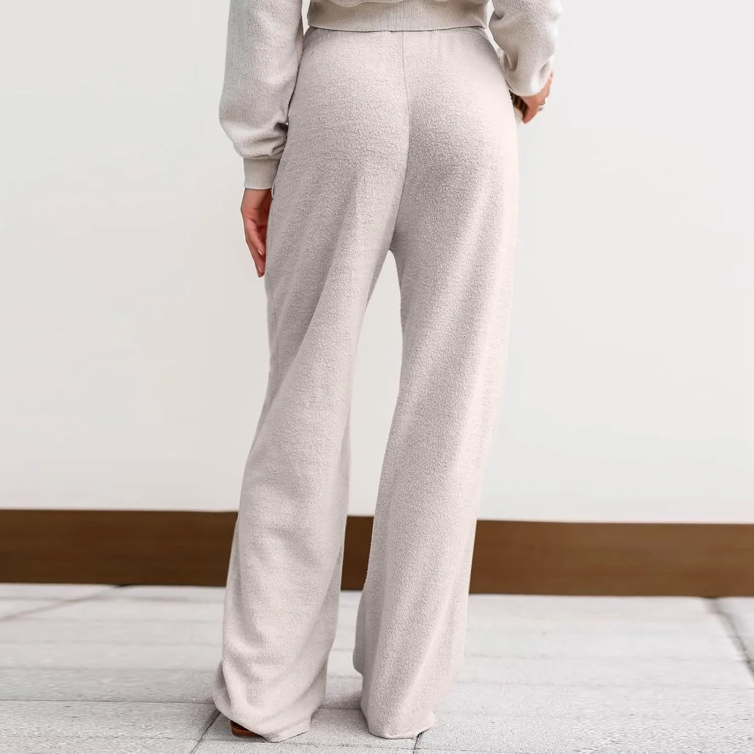 Fleece Lined Sweatpants Women Wide Leg Sweatpants Baggy Fleece Joggers Loose High Waisted Workout Lounge Pants