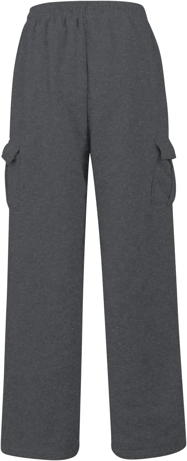 Fleece Wide Leg Sweatpants Women Baggy Casual Cargo Pants with Pockets Comfy High Waisted Drawstring Palazzo Pants