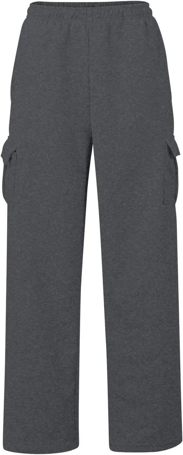 Fleece Wide Leg Sweatpants Women Baggy Casual Cargo Pants with Pockets Comfy High Waisted Drawstring Palazzo Pants