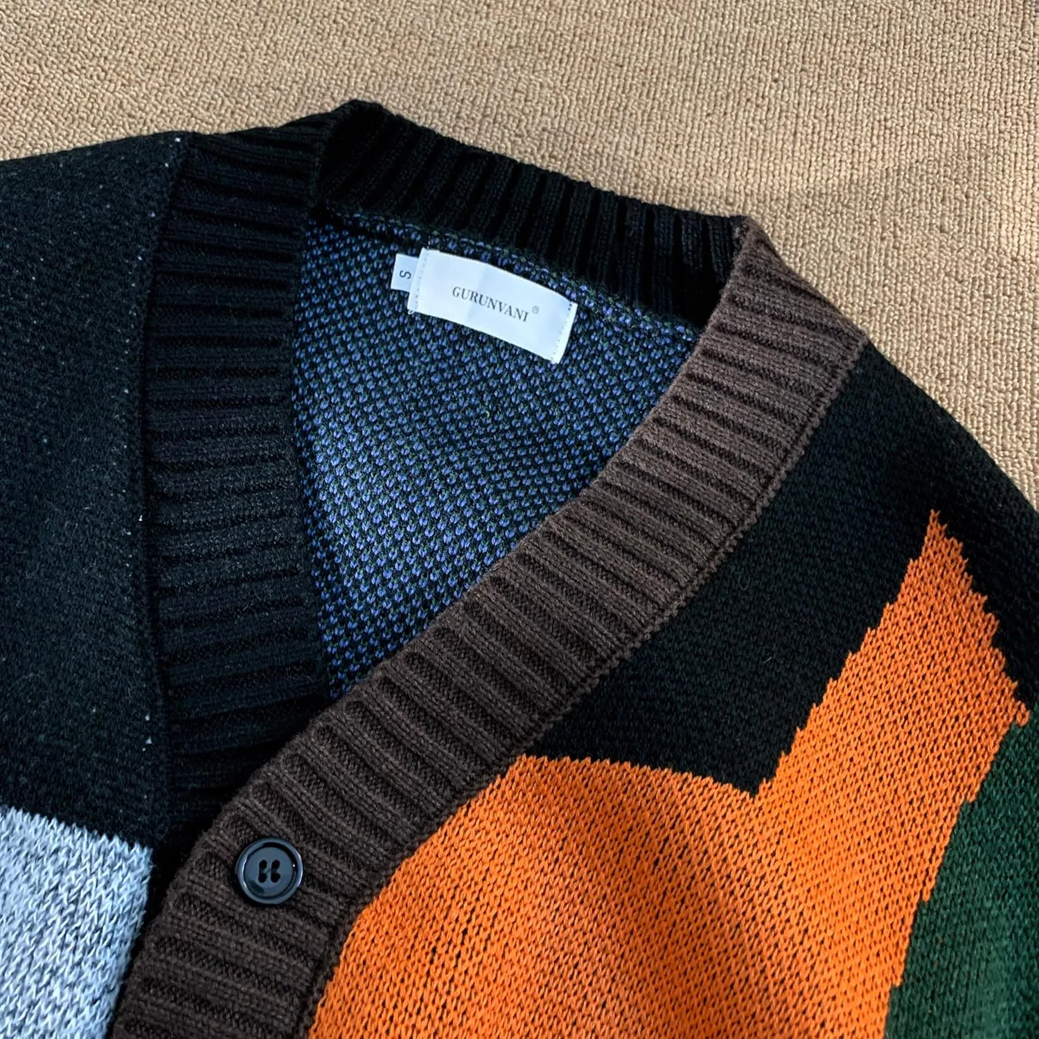 GURUNVANI Cardigan Sweater for Men Knitted Long Sleeve Sweaters with Buttons