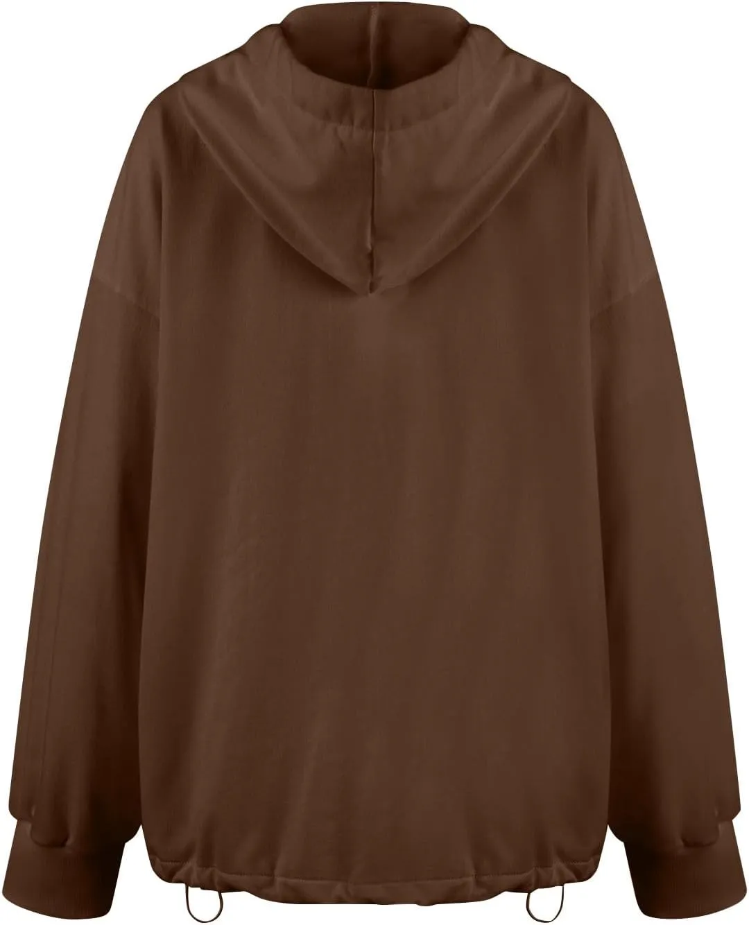 Half Zip Pullover Women Casual Long Sleeve Lapel Hooded Sweatshirt Cute Hoodies with Adjustable Drawstring Bottom