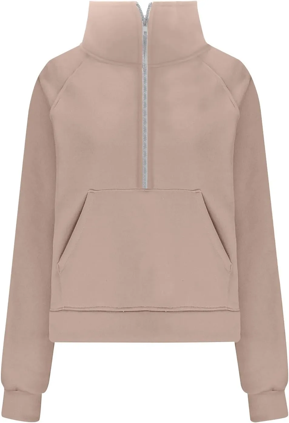 Half Zip Sweatshirts for Women Cropped Fleece Pullover Tops Thumb Hole Long Sleeve Hoodies Winter Clothes Sweaters