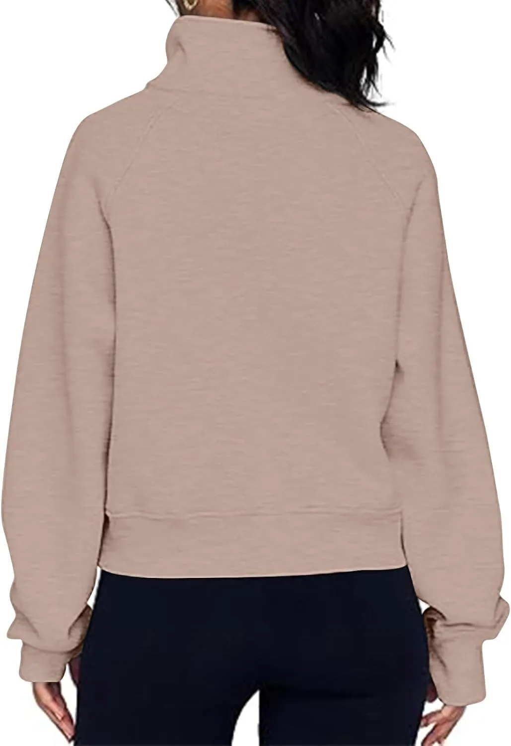 Half Zip Sweatshirts for Women Cropped Fleece Pullover Tops Thumb Hole Long Sleeve Hoodies Winter Clothes Sweaters