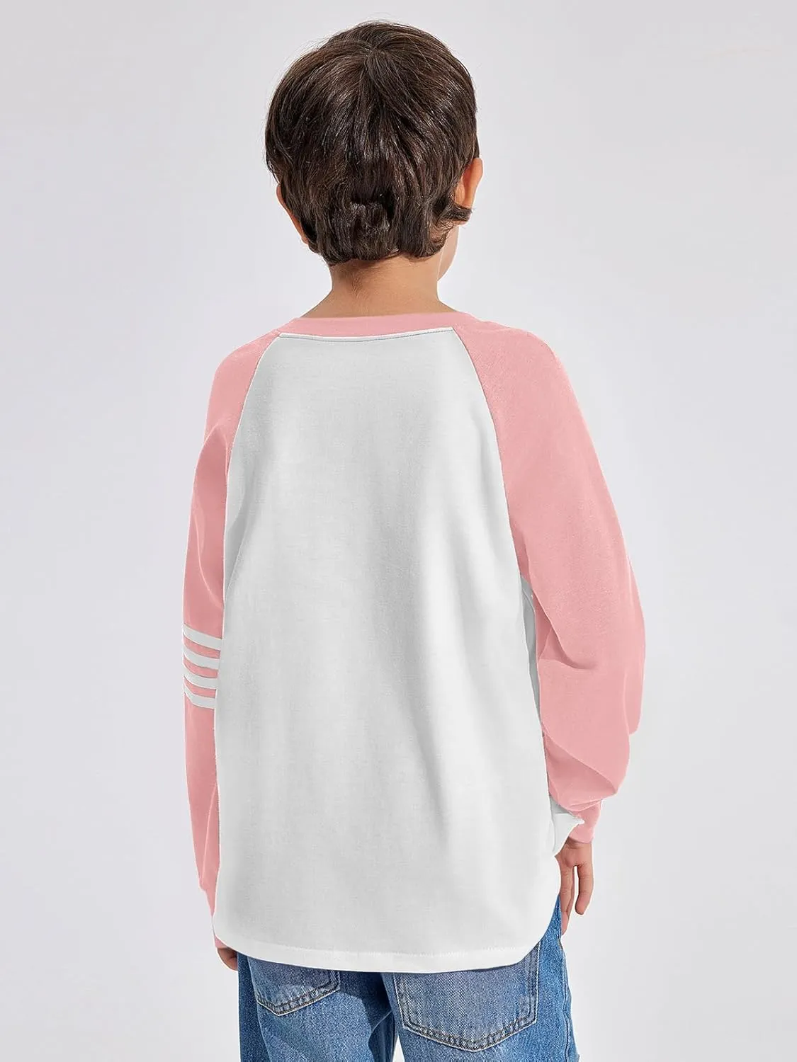 Haloumoning Boys Long Sleeve Raglan T-Shirts Casual Colorblock Crewneck Tops Tees 4-14 Years