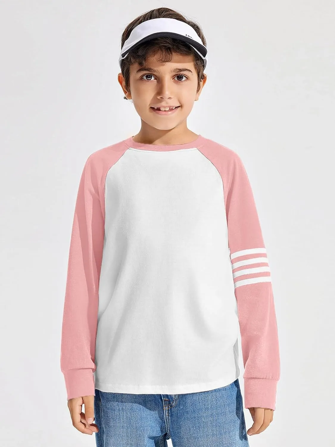 Haloumoning Boys Long Sleeve Raglan T-Shirts Casual Colorblock Crewneck Tops Tees 4-14 Years