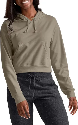 Hanes Women's Originals Pullover Cropped Hoodie, French Terry Hooded Sweatshirt